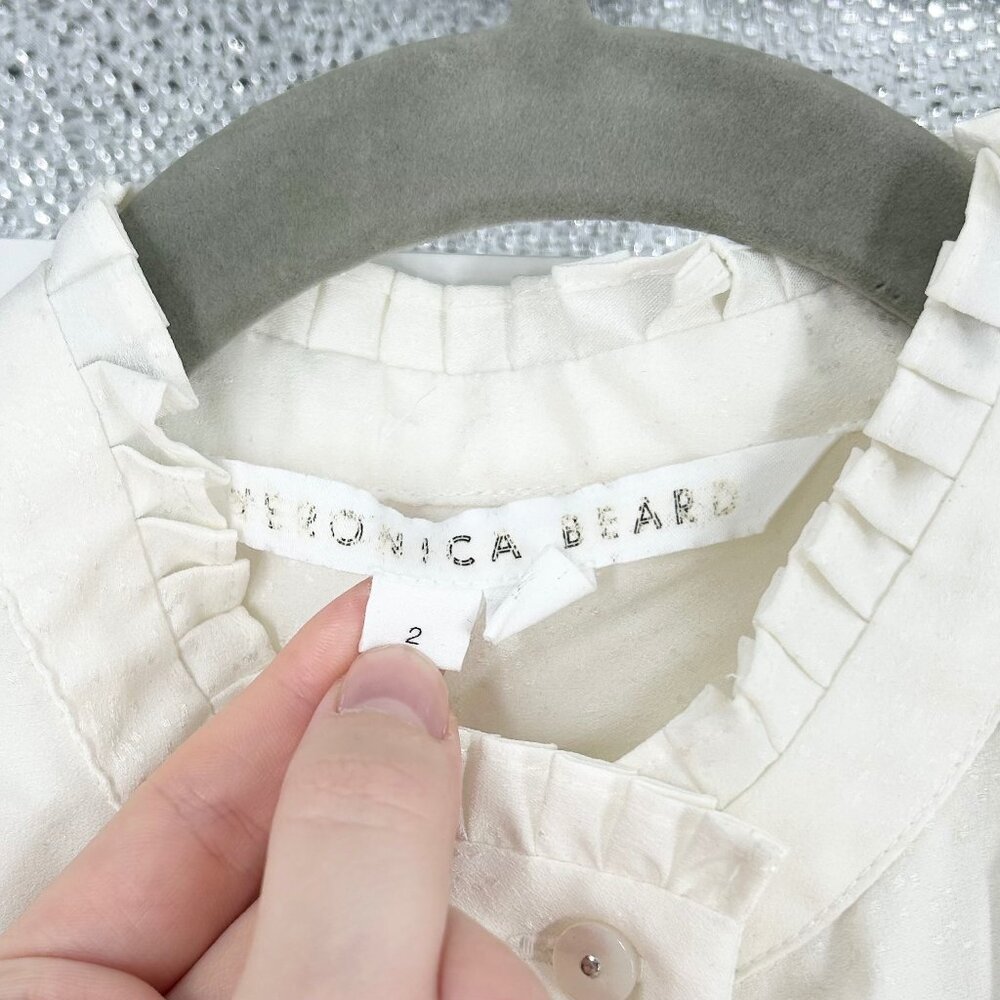 Veronica Beard Stila Pleated Button Front Blouse - Picture 6 of 10